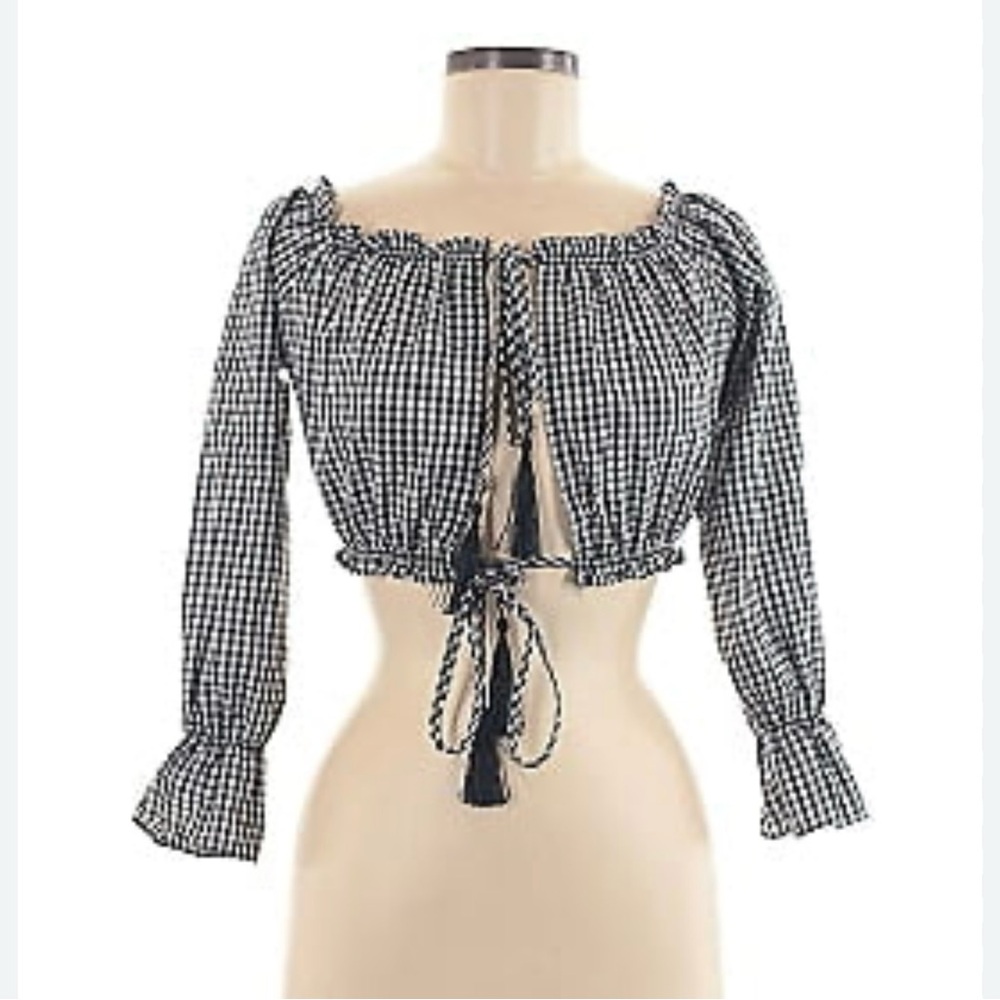 Cropped Top Black and White Gingham Top by Mint Vanilla